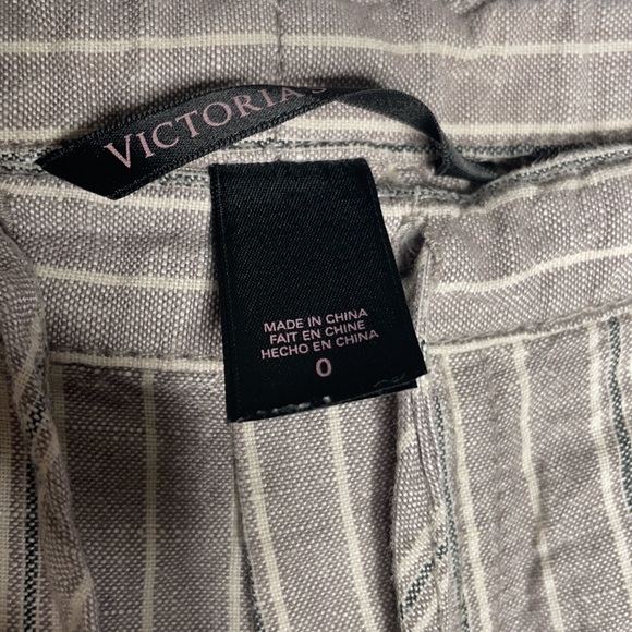 Victorias Secret Linen Blend Pants Striped sz 0 - Picture 3 of 5